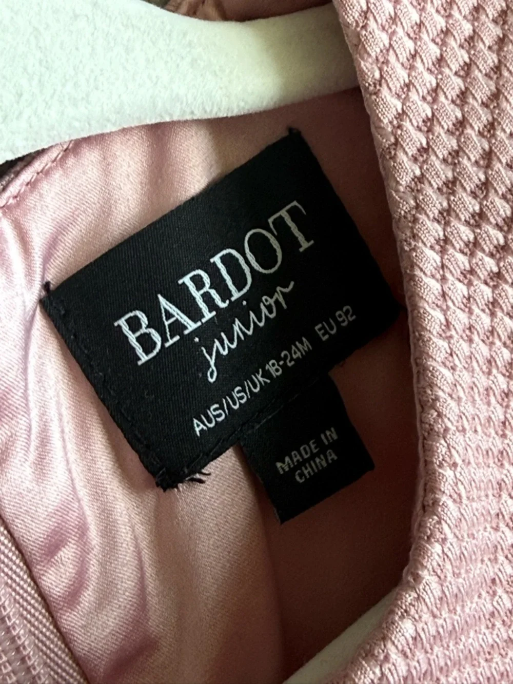 Bardot Dusty Pink Textured Bow Party Dress for Girls 18-24 months EU 92 cm EUC